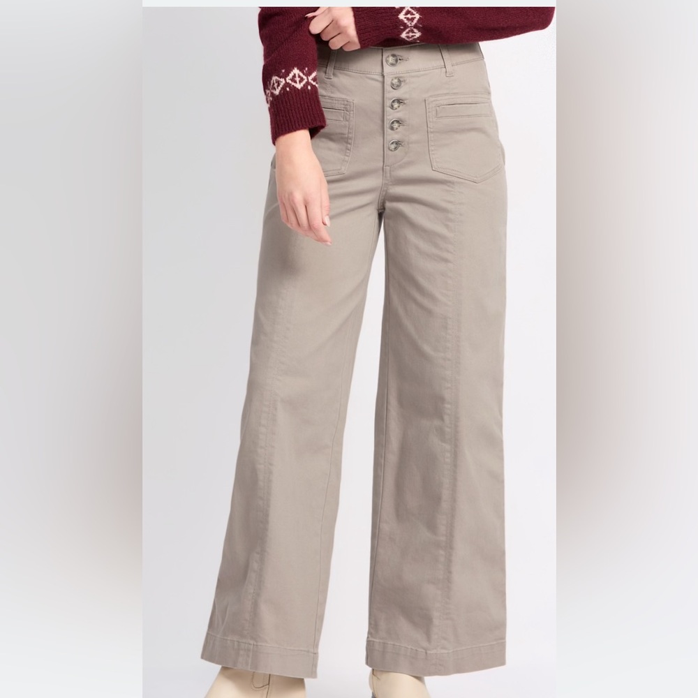 High-Waisted Button-Fly Wide-Leg Pants